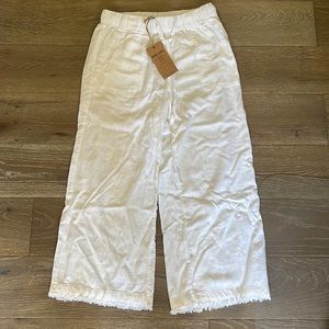NWT white linen beach pants with tie waist